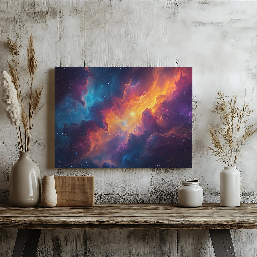 Galaxy Nebula Wall Art | Colorful Deep Space Cosmic Canvas | 1.25 Inch Premium Gallery Wrap | Modern Home Office Decor Gift