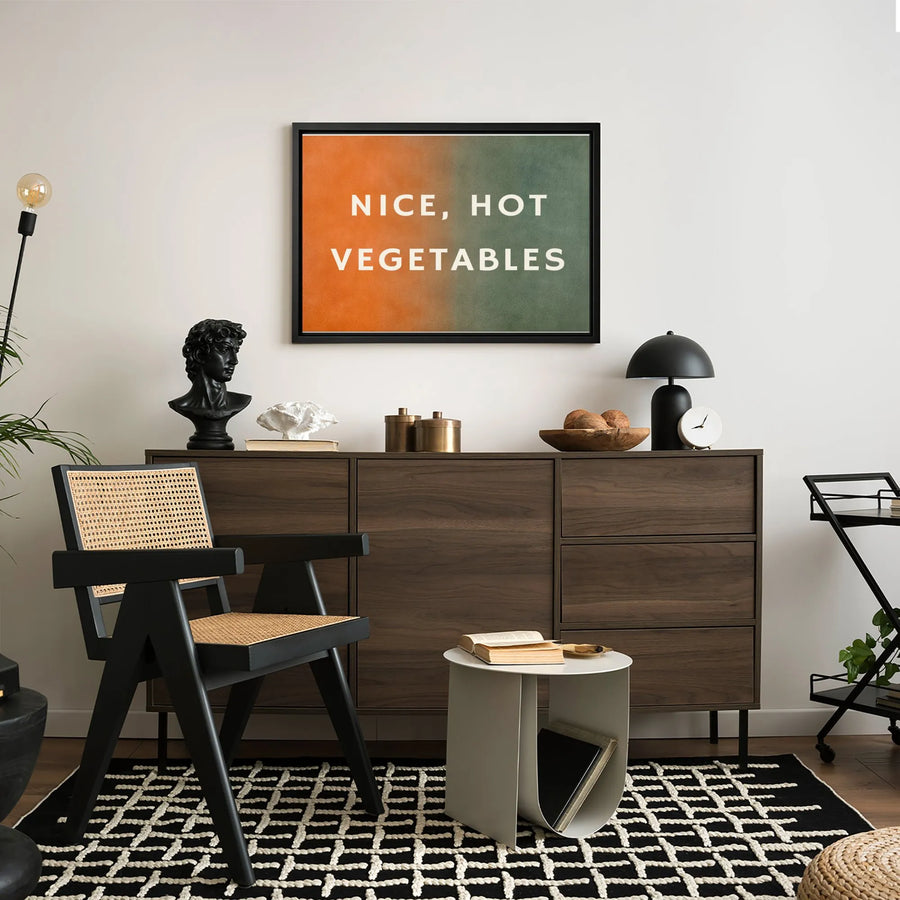 Nice Hot Vegetables Wall Art | Minimalist Typographic Canvas | Gallery Quality Fade-Resistant Print | Funny Kitchen Decor For Foodies