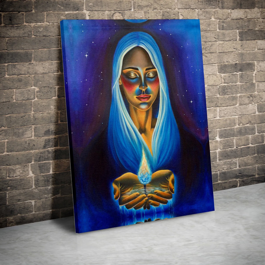 Spiritual Goddess Canvas Wall Art | Mystical Inner Light Portrait | Premium Fade-Resistant Print | Meditation Room Decor Gift