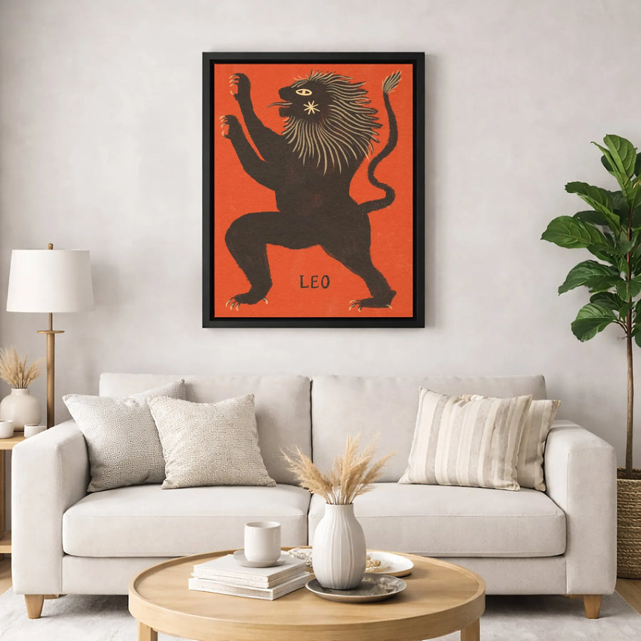 Leo Zodiac Canvas Wall Art | Vintage Rampant Lion Astrology Print | 1.25-Inch Thick Gallery-Quality Decor | Unique Gift for Astrology Lovers