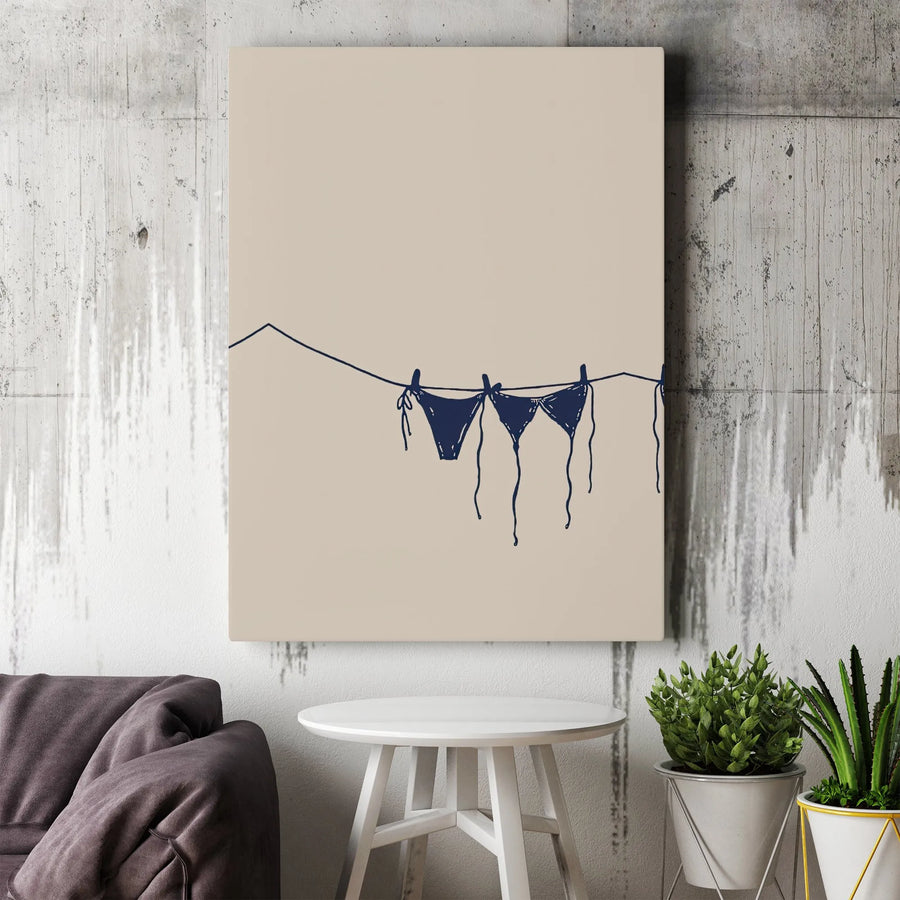 Minimalist Bikini Wall Art | Line Drawing Beach Decor | Premium 1.25-Inch Gallery Canvas | Modern Coastal Home Gift