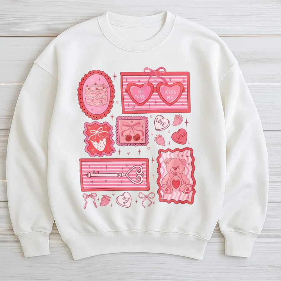 Valentine Coquette Sweatshirt | Cute Pink Aesthetic Graphic Design | Premium Cotton Blend | Gift for Her Girlfriend Women