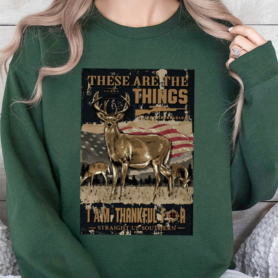 Deer Hunting Sweatshirt | Patriotic American Flag & Buck Design | Soft Cotton Blend | Gift For Hunters And Outdoor Lovers