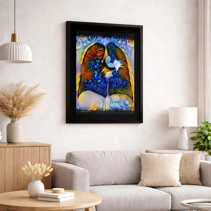 Abstract Human Lungs Canvas Wall Art | Psychedelic Anatomical Print | 1.25 Inch Gallery Wrap | Medical Office or Doctor Home Decor Gift