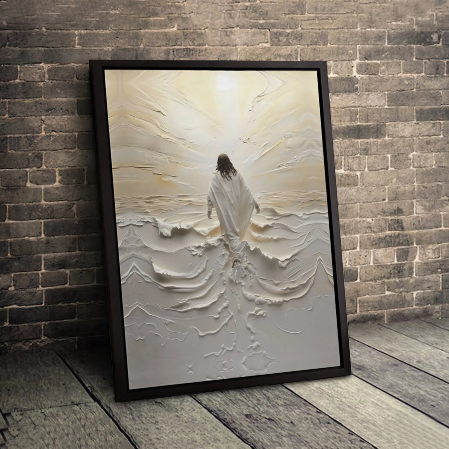 Jesus Walking On Water Canvas Print | Modern Textured Christian Religious Wall Art | Premium Gallery-Wrapped 1.25" Profile | Spiritual Home Decor Gift
