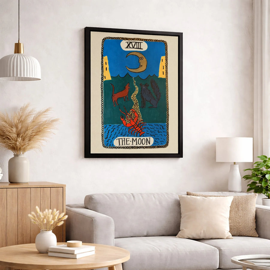 The Moon Tarot Card Wall Art | XVIII Celestial Astrology Canvas Print | Gallery-Quality Premium Decor | Spiritual Home Office Gift