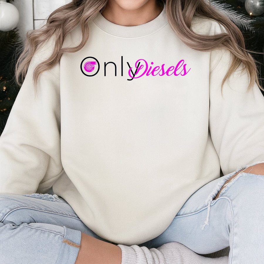Only Diesels Sweatshirt | Turbocharger Graphic Print | Cotton-Poly Premium Blend | Gift For Truck Enthusiast Diesel Mechanic Men Women