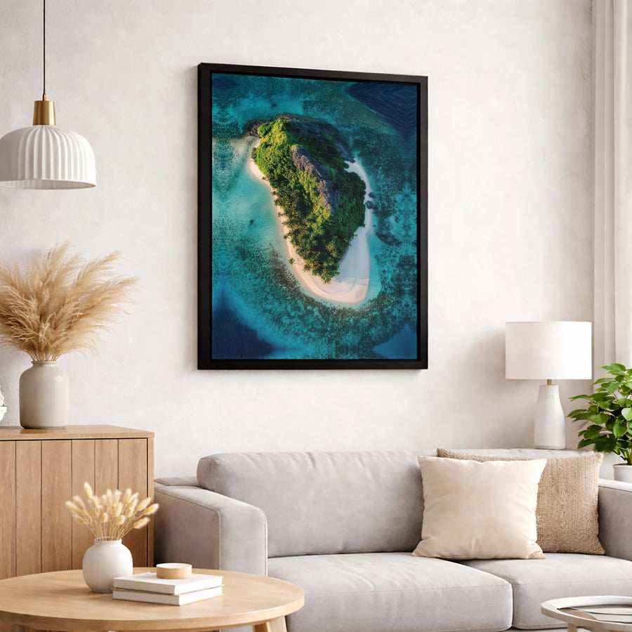 Tropical Island Canvas Wall Art | Aerial Ocean Beach Print | Premium Gallery Wrapped Decor | Coastal Living Home Gift