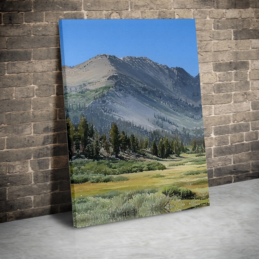 Watercolor Mountain Canvas Print | National Park Scenery Painting | Premium Gallery Wrap Canvas | Rustic Cabin Decor Gift for Hiker