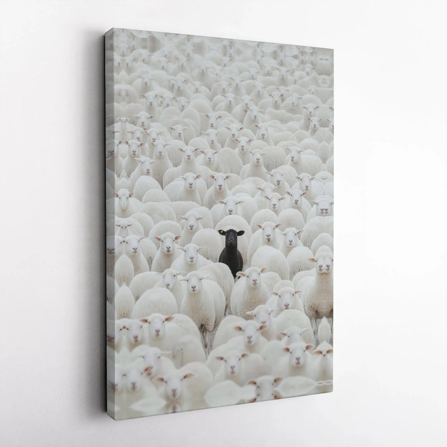 Black Sheep Canvas Wall Art | Stand Out From The Crowd Print | Premium Thick Gallery Canvas | Motivational Gift for Modern Office Decor