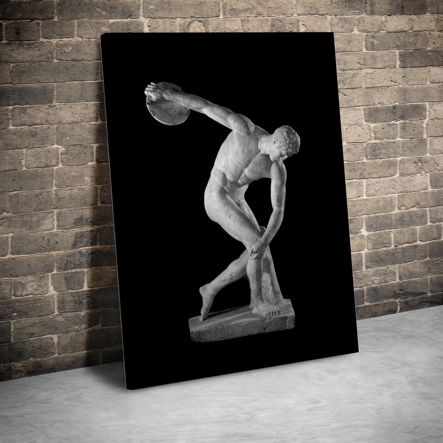 Discobolus Sculpture Canvas Print | Greek Statue Athletic Art | Gallery-Wrapped Premium Decor | Office and Home Wall Art Gift