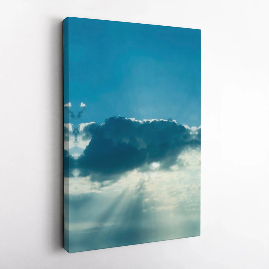 Sun Rays Through Clouds Canvas Wall Art | Heavenly Sky Photography Print | Premium 1.25" Deep Gallery Wrap | Inspirational Home & Office Decor Gift