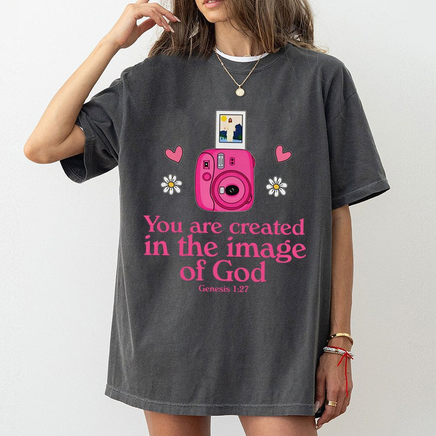 Created In The Image Of God T-Shirt | Genesis 1:27 Bible Verse Graphic | Premium 100% Cotton | Christian Gift For Women And Men