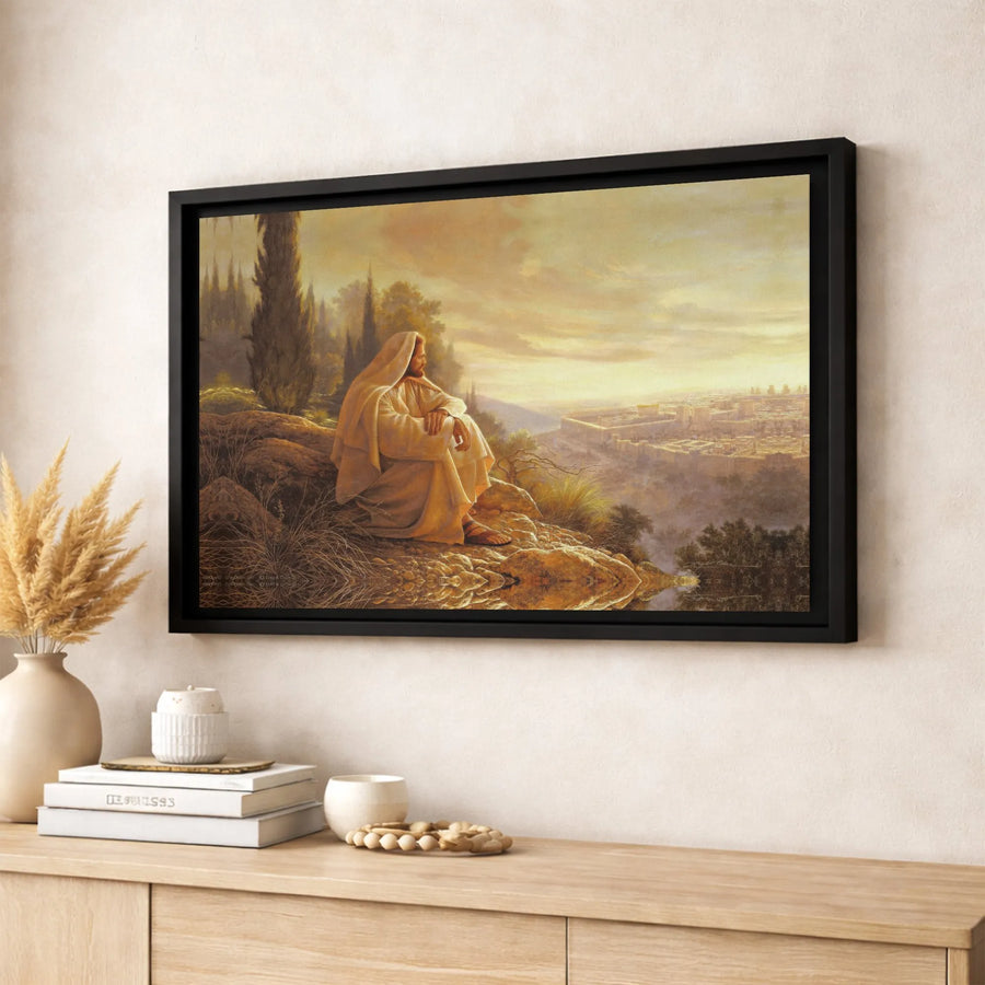 Jesus Christ Wall Art | Jerusalem Sunset Religious Painting | Premium Gallery-Wrapped Canvas | Christian Home Decor Gift