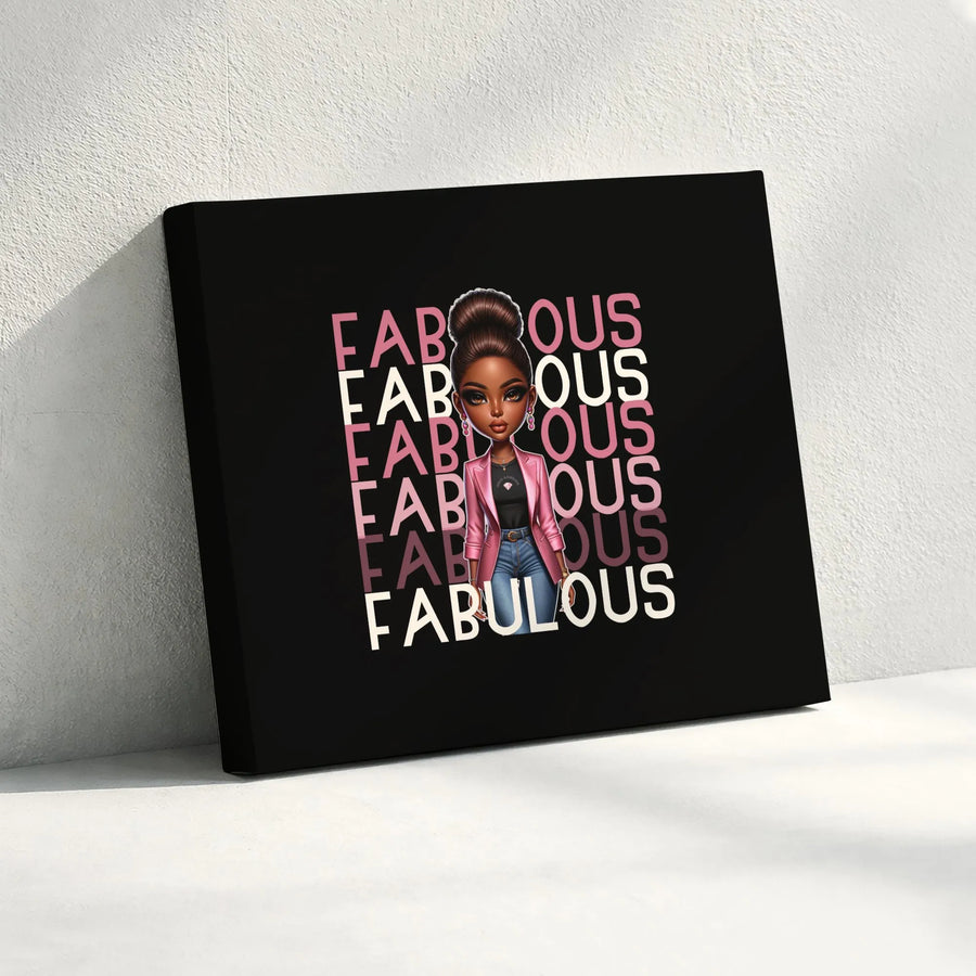Fabulous Black Woman Canvas Wall Art | Afrocentric Chic Illustration | Premium Gallery Wrapped Decor | Empowering Home Office Gift