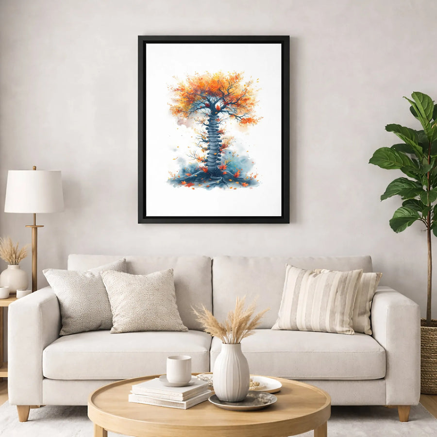 Human Spine Tree Canvas Art | Watercolor Anatomy Nature Wall Decor | Premium 1.25-Inch Gallery Wrap | Unique Gift for Chiropractor or Doctor