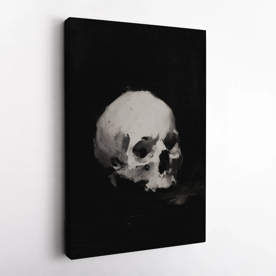 Gothic Skull Canvas Print | Moody Impasto Oil Painting Style | Premium Fade-Resistant Wall Art | Dark Academia Home Decor Gift