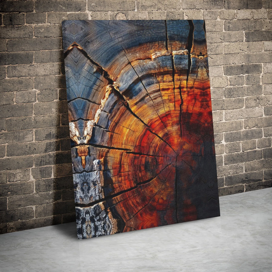 Abstract Tree Rings Canvas Wall Art | Colorful Wood Grain Cross-Section Print | Premium Gallery Wrap Decor | Modern Nature Gift for Home Office