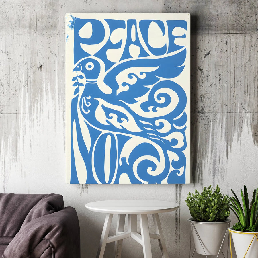 Peace Now Dove Canvas Wall Art | Retro 1960s Aesthetic Poster | Premium 1.25" Thick Gallery Wrap | Inspirational Home Decor Gift