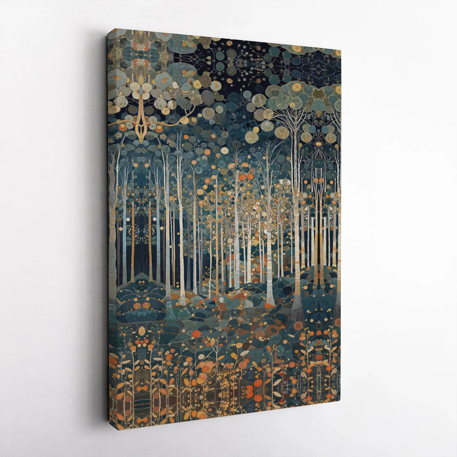 Abstract Forest Canvas Wall Art | Art Nouveau Woodland Print | Premium 1.25" Thick Canvas | Modern Home & Office Decor Gift