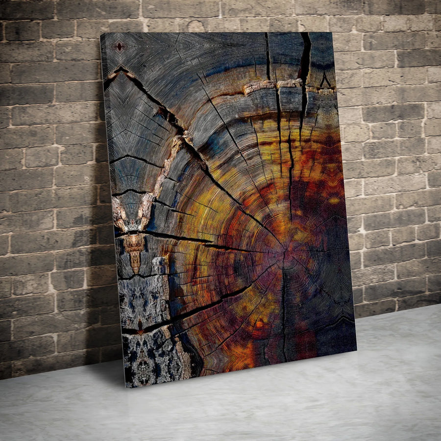 Abstract Tree Ring Wall Art | Colorful Wood Slice Cross-Section Print | Premium 1.25-Inch Gallery Canvas | Modern Living Room Decor Home Gift