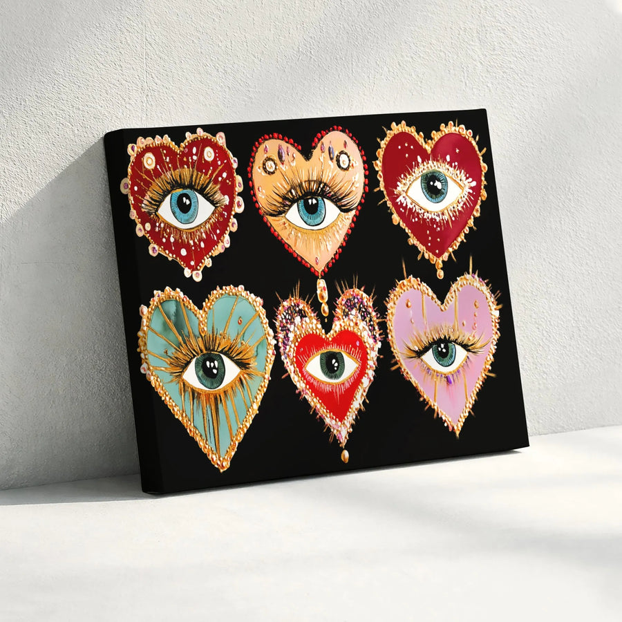 Evil Eye Heart Wall Art | Mystical Bohemian Decor Print | Premium 1.25" Gallery Wrapped Canvas | Spiritual Home Decor Gift