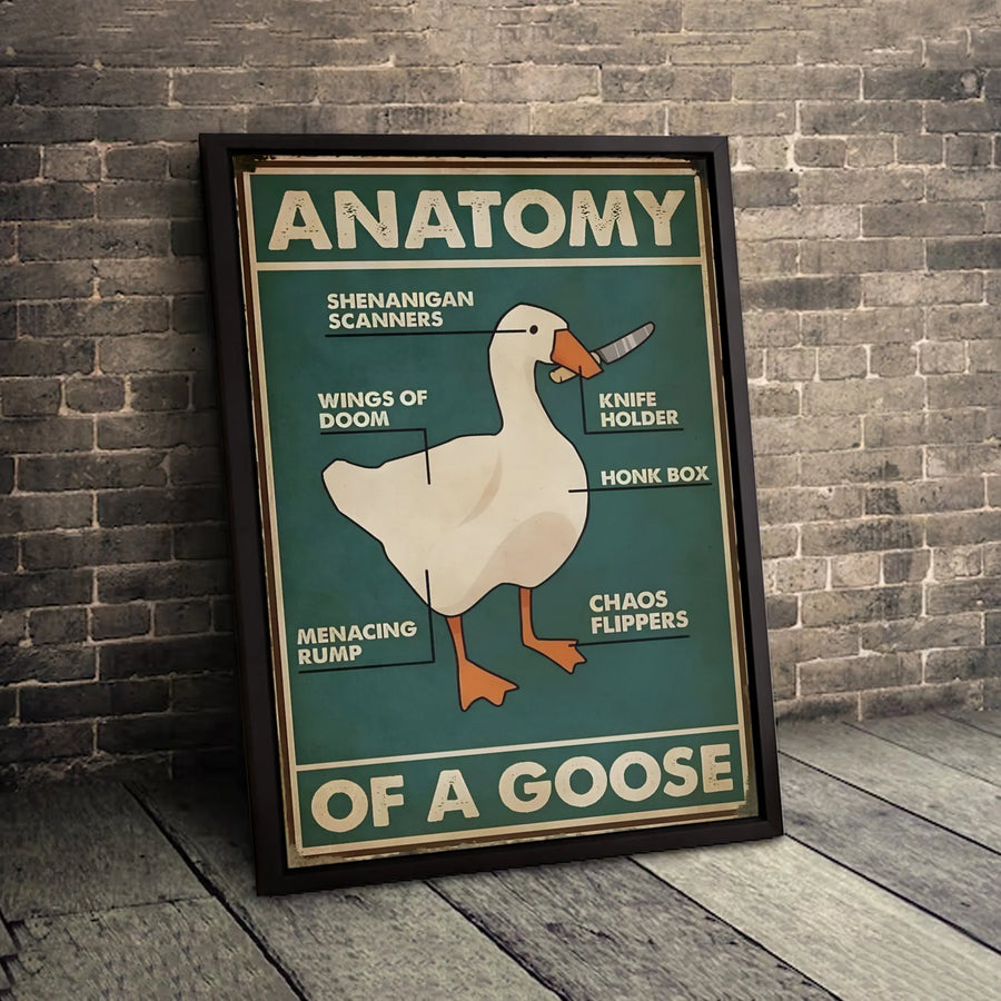 Anatomy Of A Goose Wall Art | Funny Knife Goose Diagram Poster | Premium Gallery-Wrap Canvas Print | Unique Office Decor Gift For Gamer