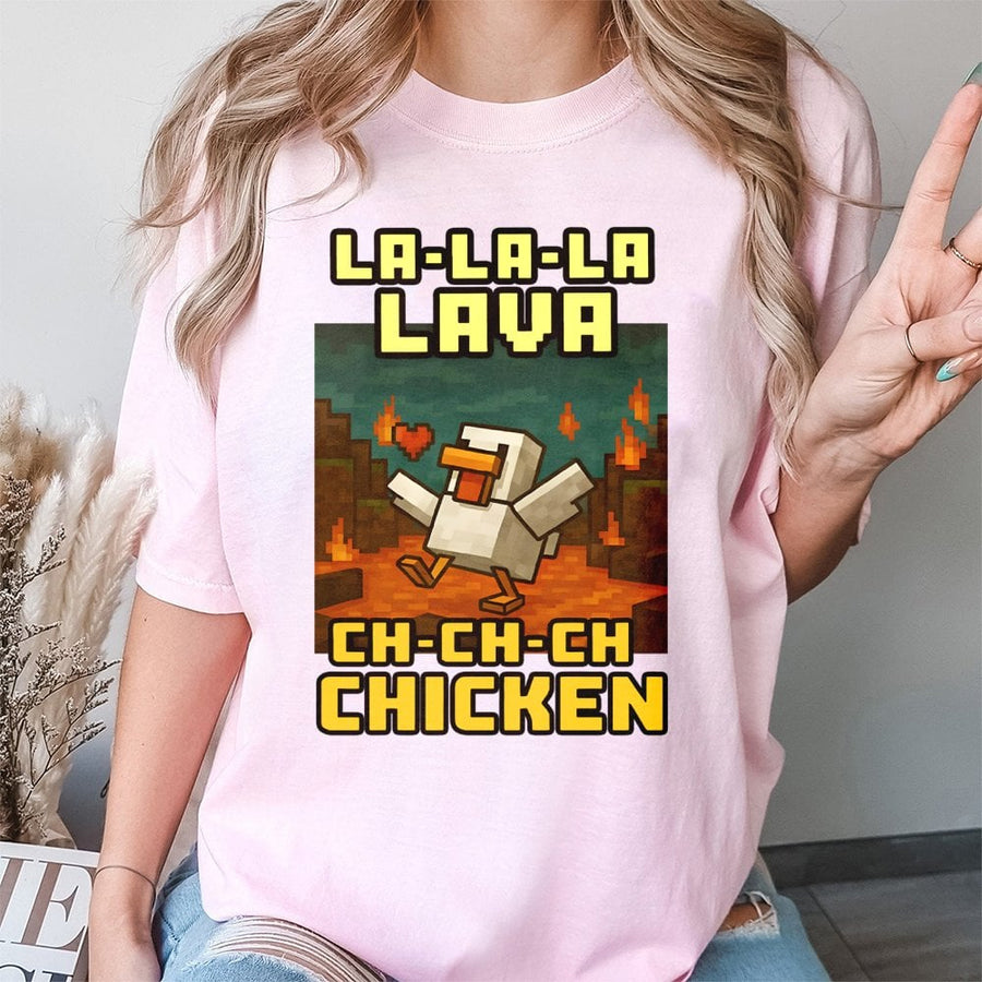 Lava Chicken Gamer T-Shirt | Funny Pixel Art Gaming Graphic Tee | 100% Cotton Premium Quality | Gift for Video Game Lovers & Pixel Art Fans