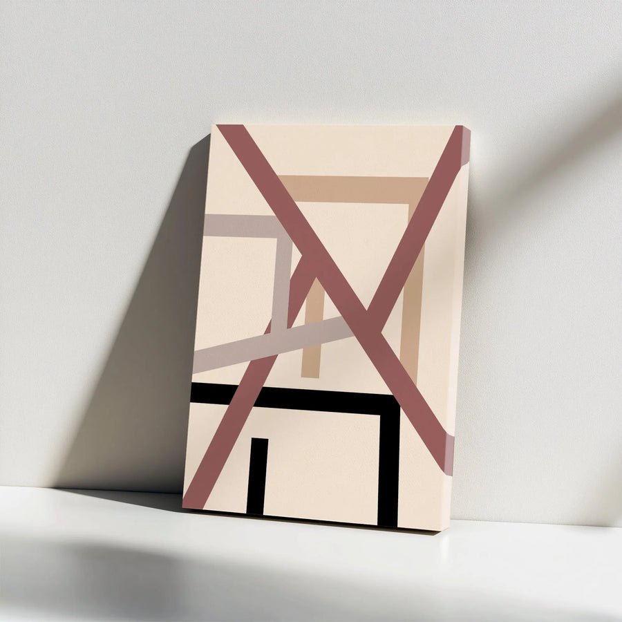 Abstract Geometric Canvas Wall Art | Minimalist Intersecting Lines in Earth Tones | Premium Gallery Wrap Decor | Modern Office & Home Gift