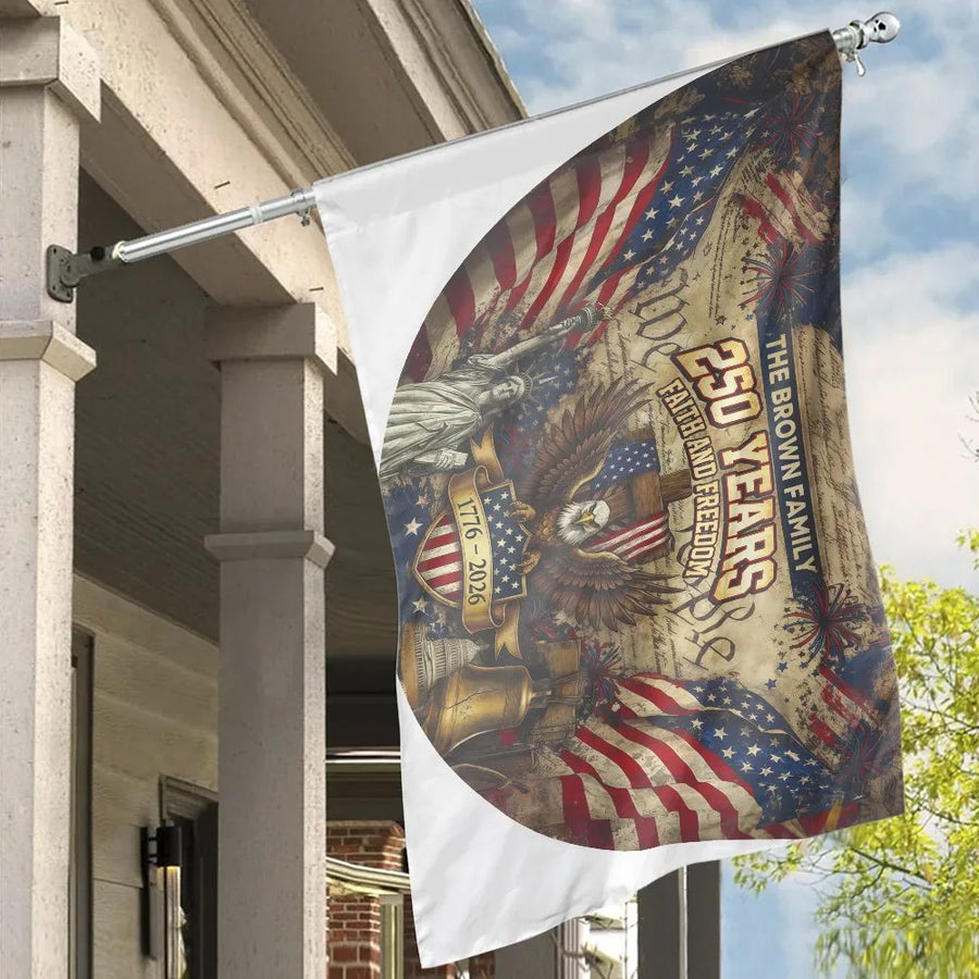 American 250th Anniversary House Flag | Vintage Eagle & Liberty Design | Double-Sided Weatherproof Fabric | Premium Patriotic Yard Decor Gift