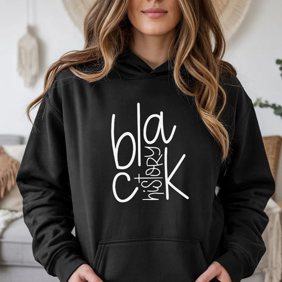 Black History Month Hoodie | Minimalist Typography Graphic | Premium Cotton Blend | Empowerment Apparel Gift for Men and Women