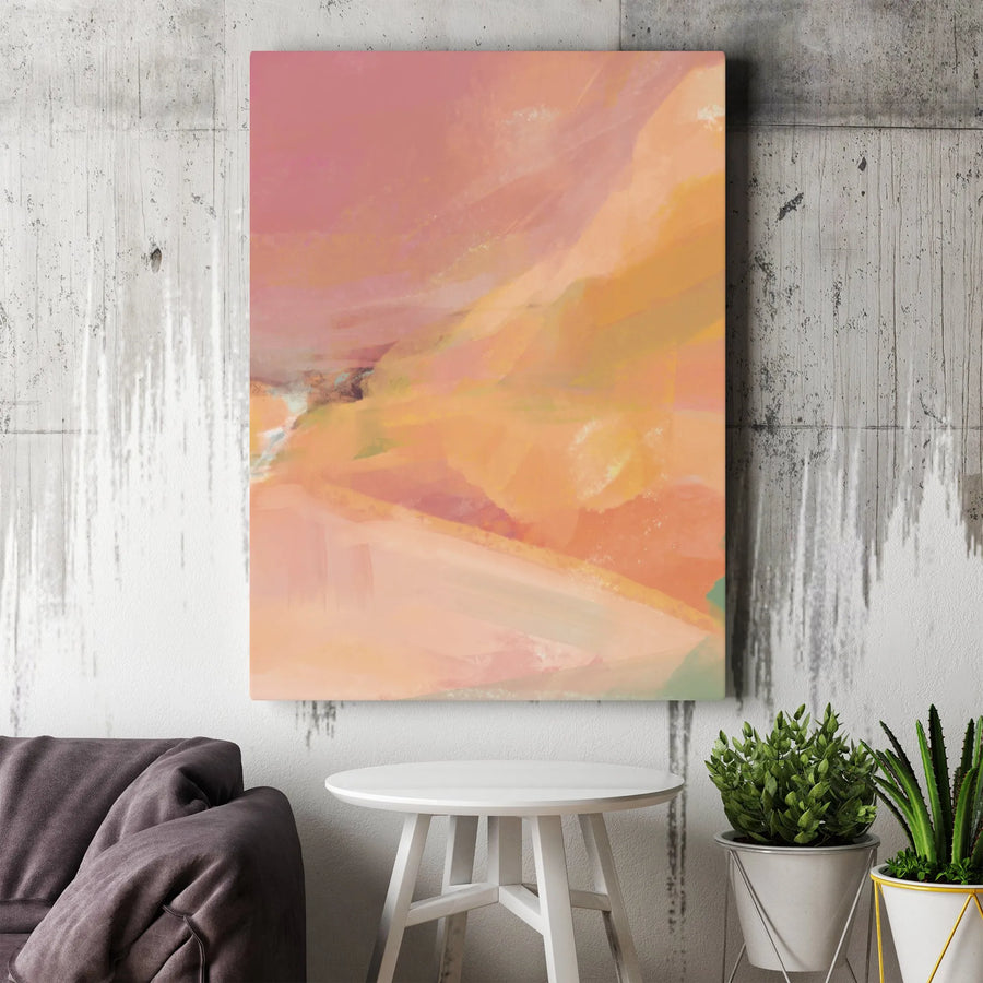 Abstract Vertical Canvas Print | Modern Painting in Peach & Coral Tones | Premium 1.25" Gallery Wrap | Living Room Wall Art & Office Decor Gift