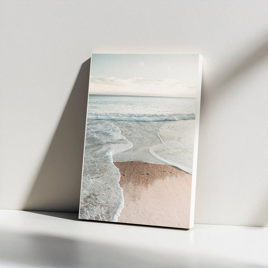 Coastal Seascape Vertical Canvas | Minimalist Ocean Waves Photography | Premium Gallery Wrapped Wall Art | Nautical Home Decor Gift