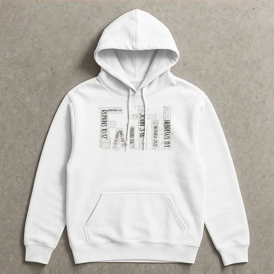 Faith Bible Verse Hoodie | Christian Cross Typography Design | Premium Soft Fleece Blend | Religious Gift for Men and Women