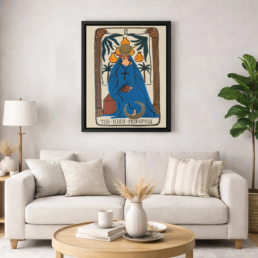 The High Priestess Tarot Card Canvas | Mystical Occult Wall Art | Premium Fade-Resistant Print | Spiritual Home Decor Gift
