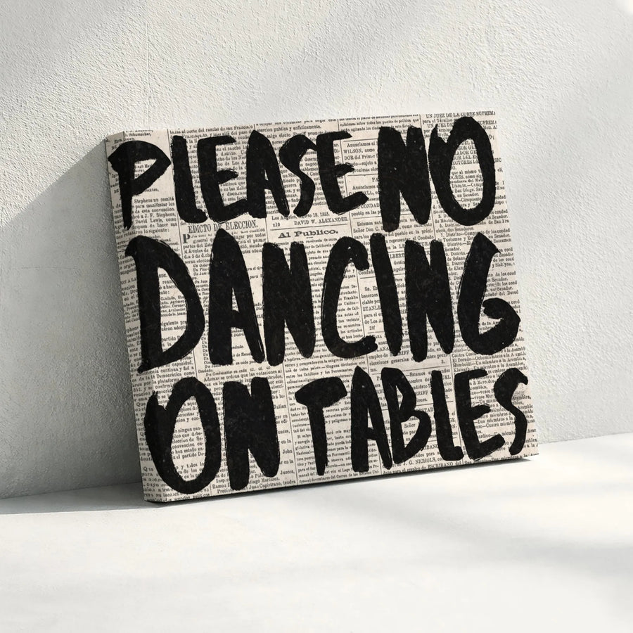 Funny Bar Sign Wall Art | Please No Dancing On Tables Quote | Premium Canvas Print | Modern Home Decor Gift for Housewarming