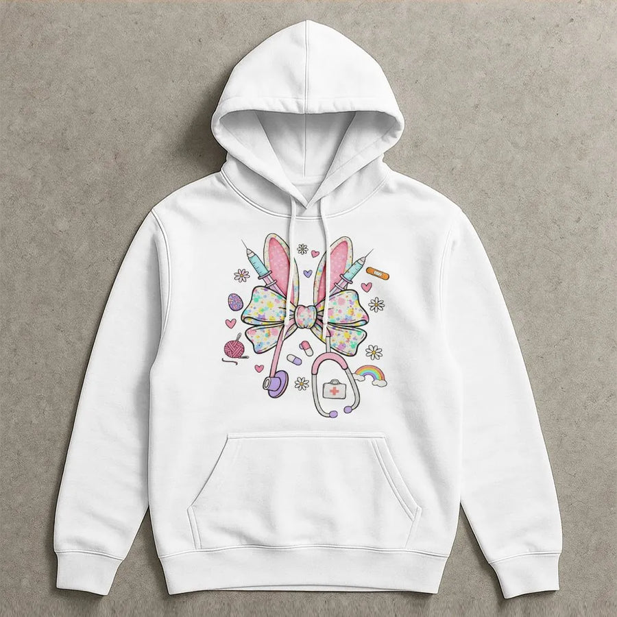 Easter Nurse Hoodie | Bunny Stethoscope Medical Graphic | Premium Cotton Blend | Gift for Nursing Students and RNs