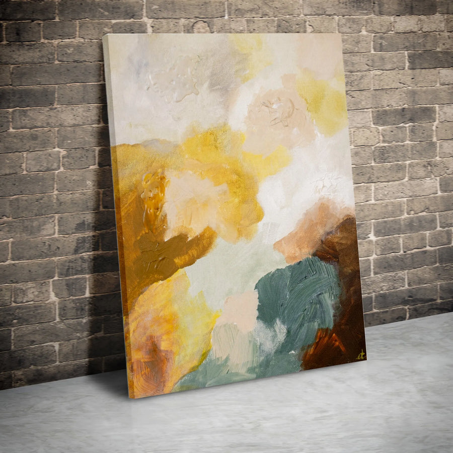Abstract Earth Tone Vertical Canvas | Textured Brushstroke Wall Art | Premium Gallery Wrapped Canvas | Modern Minimalist Home Decor Gift