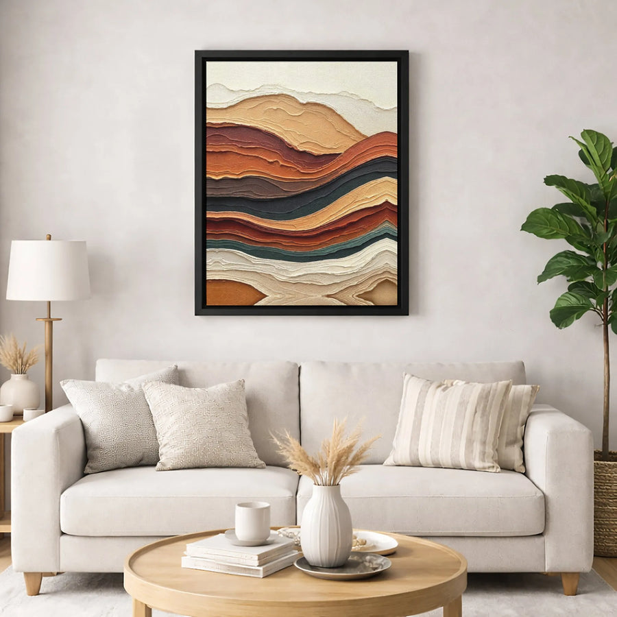 Abstract Landscape Wall Art | Textured Earth Tone Layered Canvas | Premium Gallery-Quality Print | Modern Home Decor for Living Room