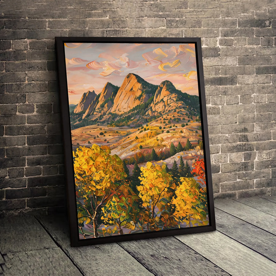 Autumn Mountain Landscape Canvas Print | Impasto Style Golden Aspen Trees | 1.25-Inch Gallery Wrap | Premium Nature Wall Art for Living Room Decor