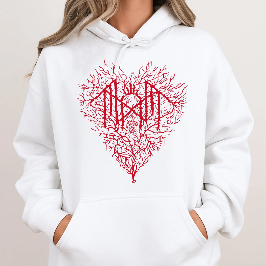 Gothic Heart Hoodie | Red Roots Branch Graphic Design | Premium Cotton Blend Streetwear | Aesthetic Alt Clothing For Men And Women