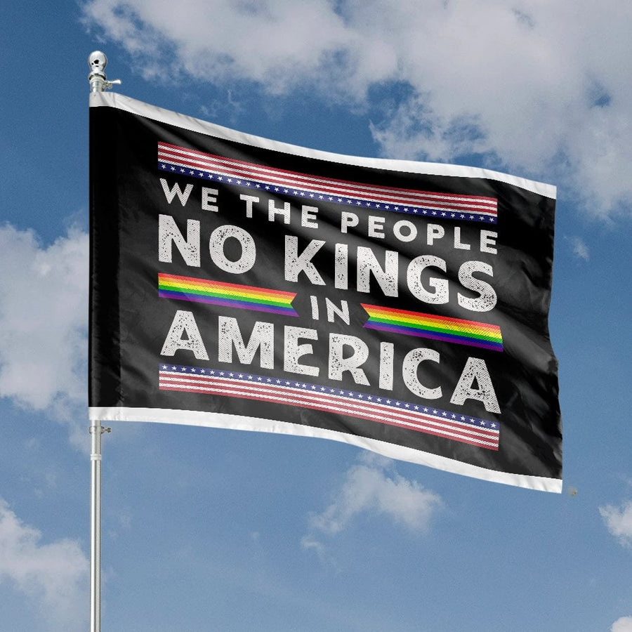 We The People No Kings In America Flag | Rainbow Pride Patriotism Decor | UV-Resistant Polyester | Indoor Outdoor Home Garden Gift