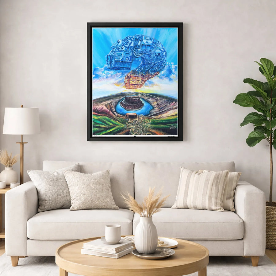 Surreal Biomechanical Art Canvas | The Final Sunset Question Mark Print | Premium Gallery Wrap Wall Decor | Unique Abstract Gift for Art Collectors