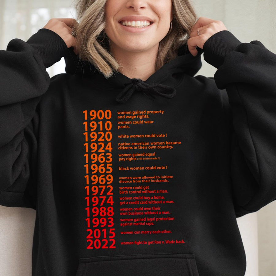 Women Rights Timeline Hoodie | Historical Feminist Milestone Graphic | Soft Cotton-Poly Blend | Gift For Activist Women and Equality Supporters