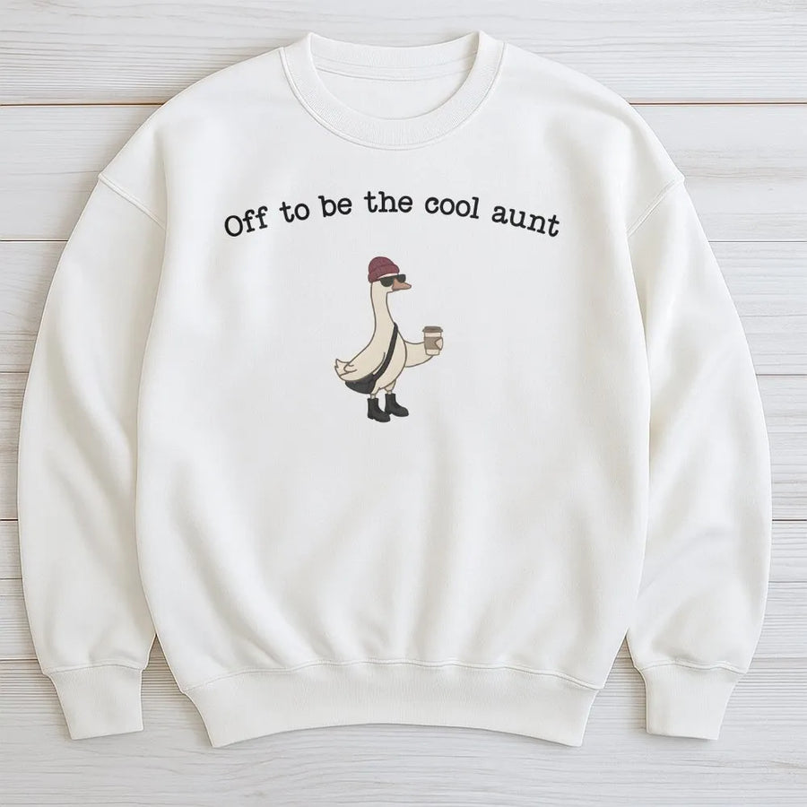 Cool Aunt Sweatshirt | Funny Silly Goose Graphic Sweatshirt | Premium Cotton Blend | Aunt To Be Gift, Pregnancy Announcement for Sister