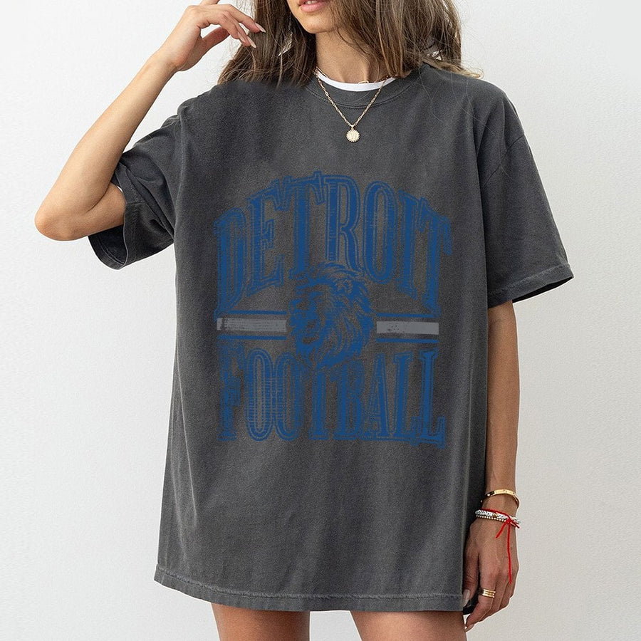 Detroit Football With Roaring Lion Mascot T-Shirt