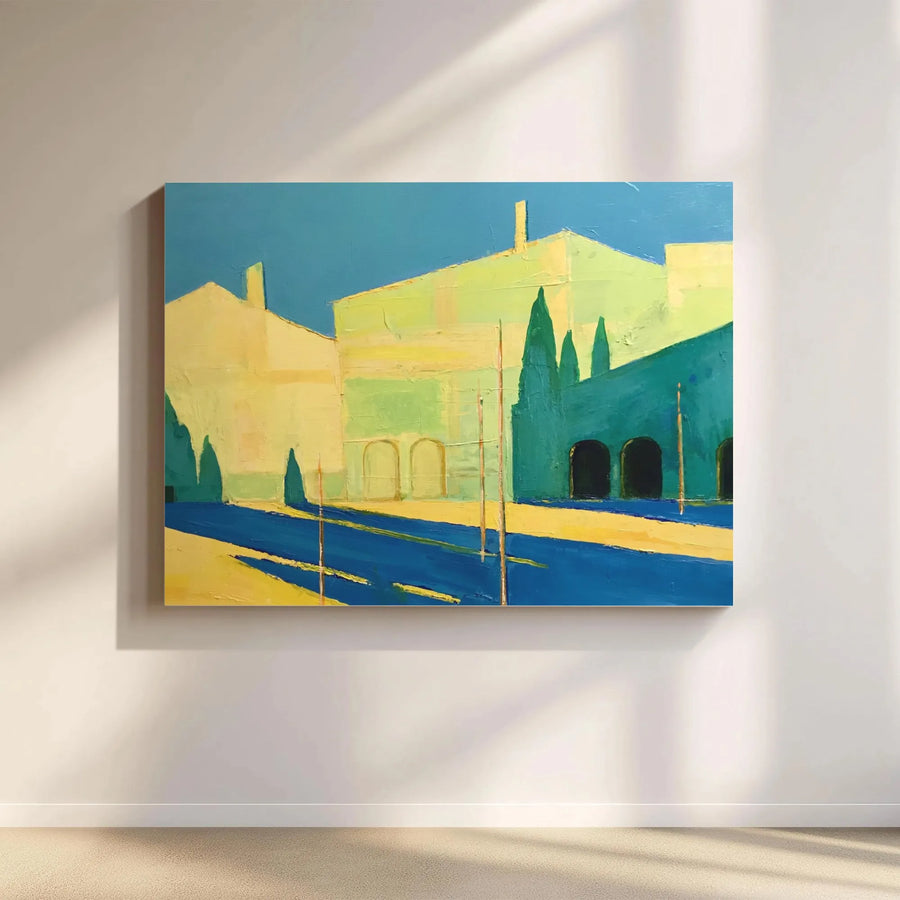 Abstract Cityscape Canvas Print | Modern Urban Landscape with Textured Paint Effect | Premium Gallery Wrapped Wall Art | Living Room Decor Gift