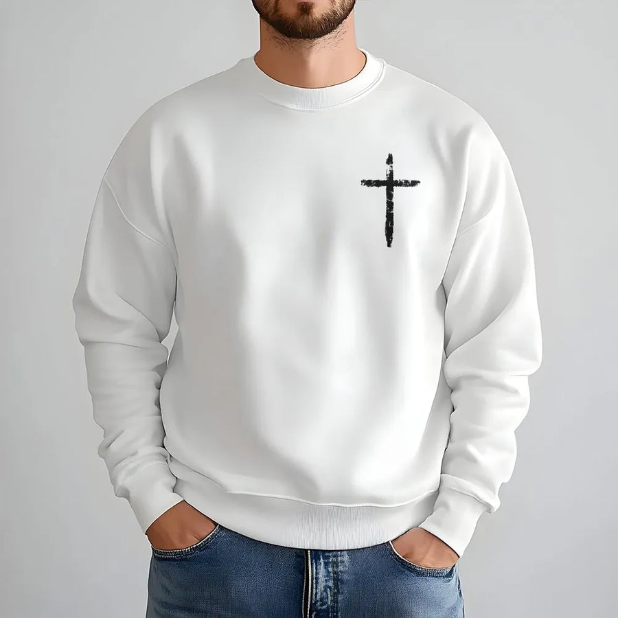 Christian Cross Sweatshirt | Minimalist Distressed Cross Design | Premium Cotton Tee | Religious Faith Gift for Men and Women