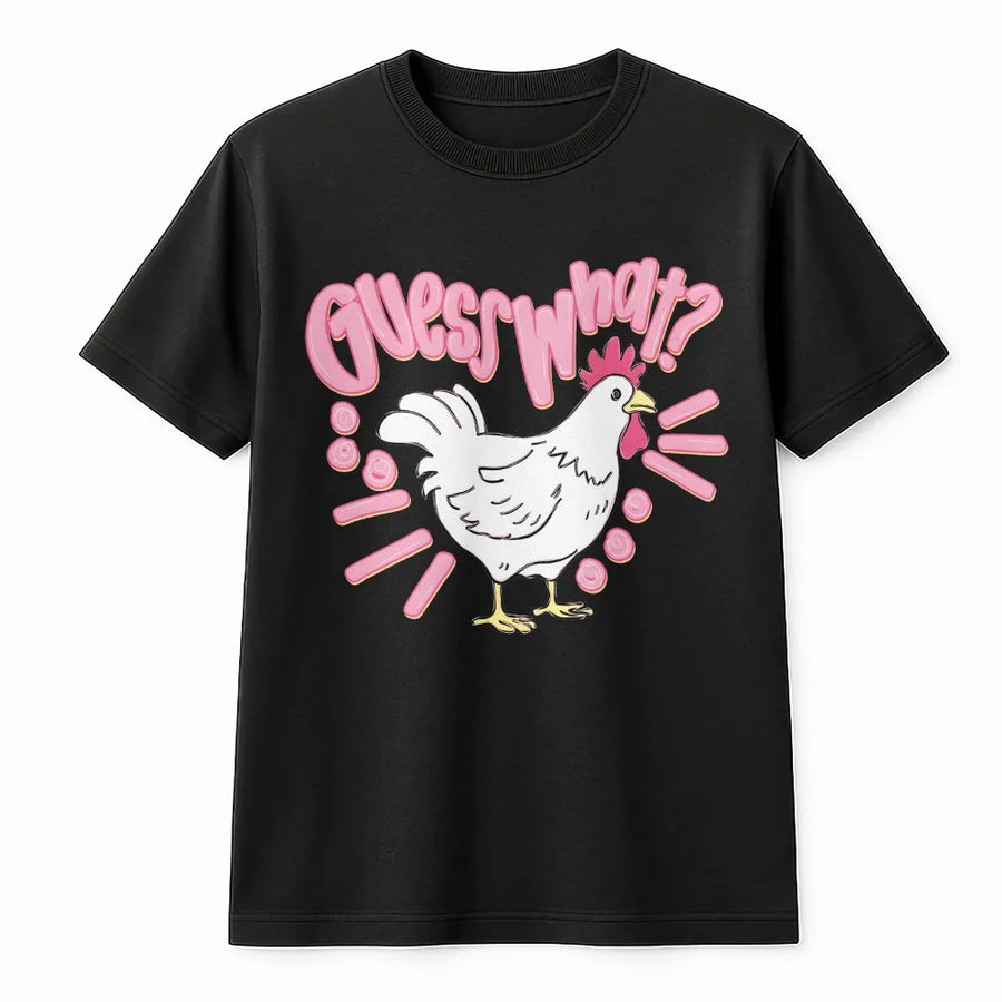 Funny Chicken T-Shirt | Guess What Chicken Butt Joke Graphic | Soft Cotton Blend Unisex Jumper | Gift for Chicken Lover