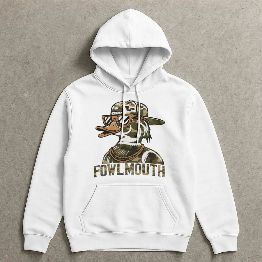 Fowlmouth Duck Hunting Hoodie | Funny Camo Mallard Graphic | Premium Soft Unisex Sweatshirt | Gift for Hunter and Waterfowl Enthusiast